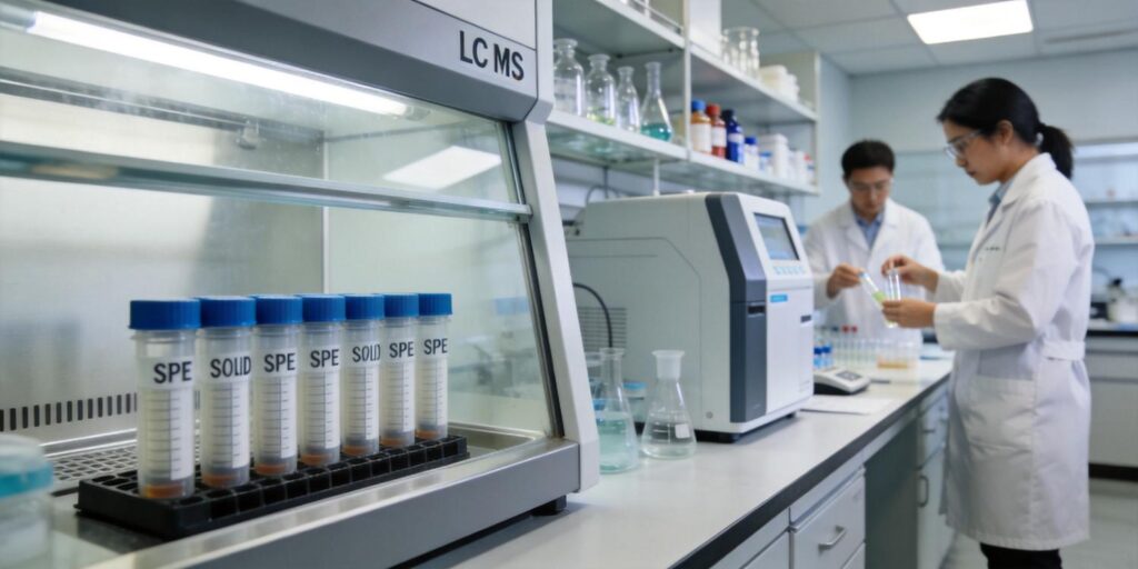 Laboratory SPE extraction used for monitoring illicit drugs in wastewater