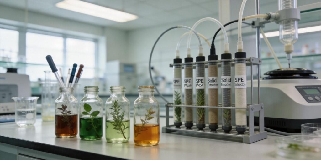 Laboratory SPE extraction of phenolic compounds from plant samples