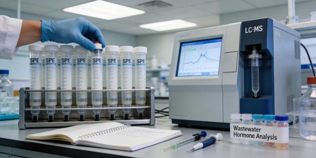 laboratory SPE extraction of steroid hormones from wastewater samples