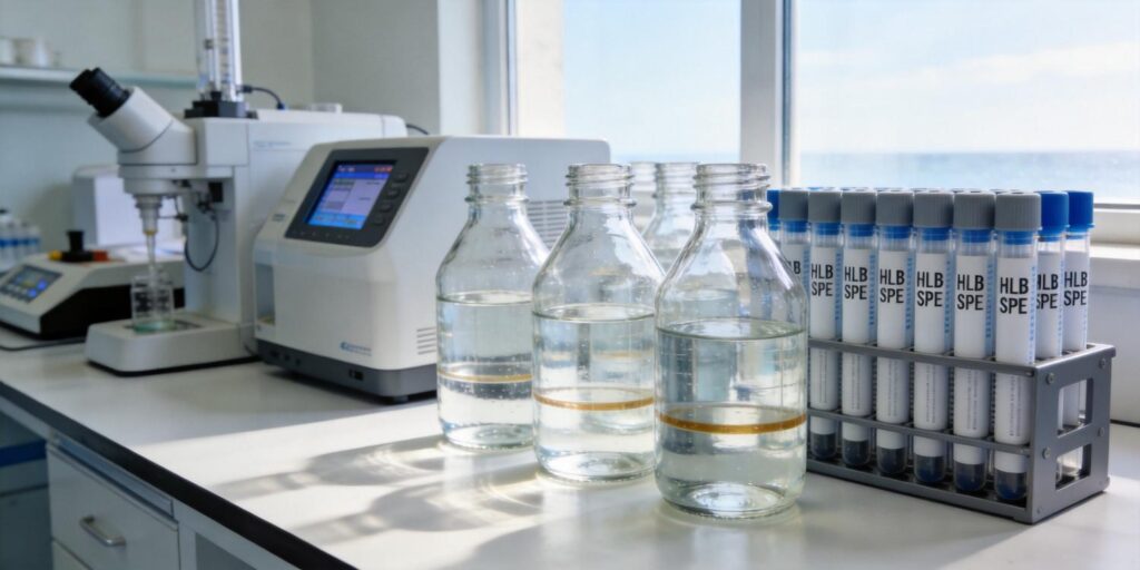 laboratory extraction of sunscreen chemicals from seawater using HLB SPE