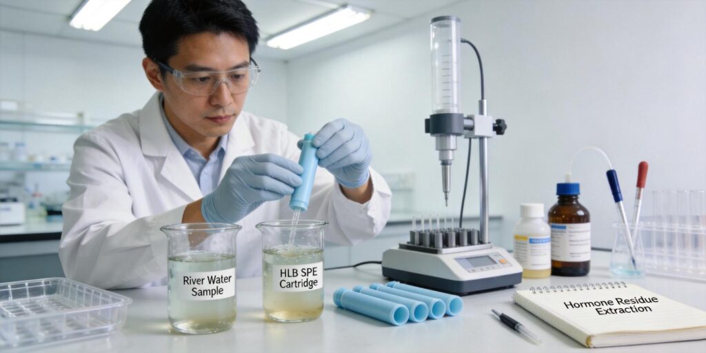 HLB SPE extraction of hormone residues from surface water
