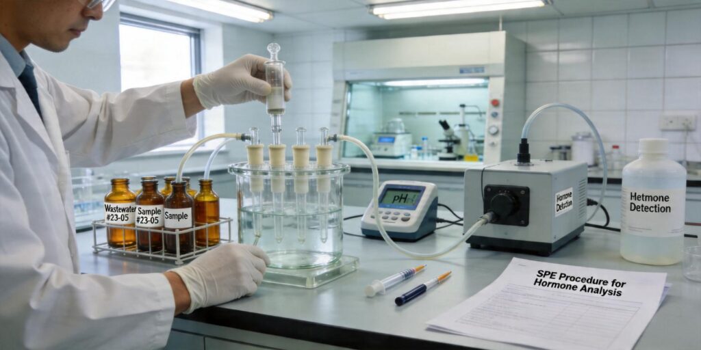 SPE extraction of hormone contaminants from wastewater samples