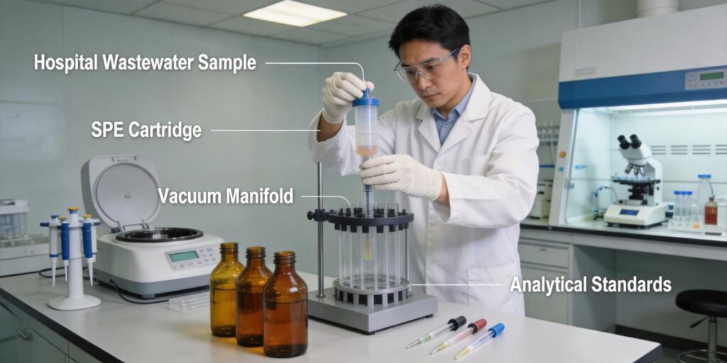 SPE cartridge extraction of pharmaceutical metabolites from wastewater
