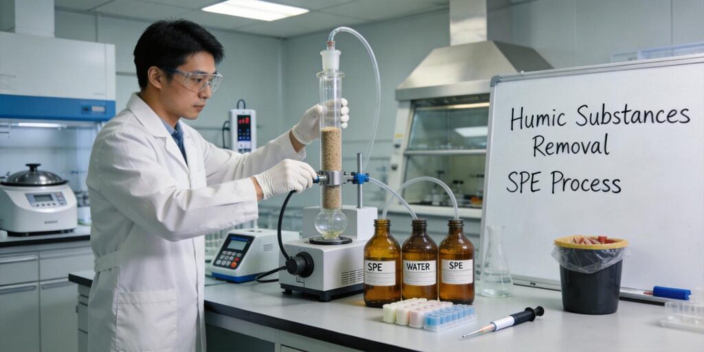 SPE cartridge removing humic substances from water samples