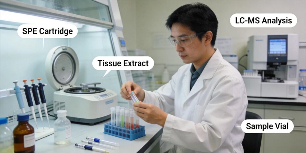 SPE cleanup of lipid rich biological tissue extracts