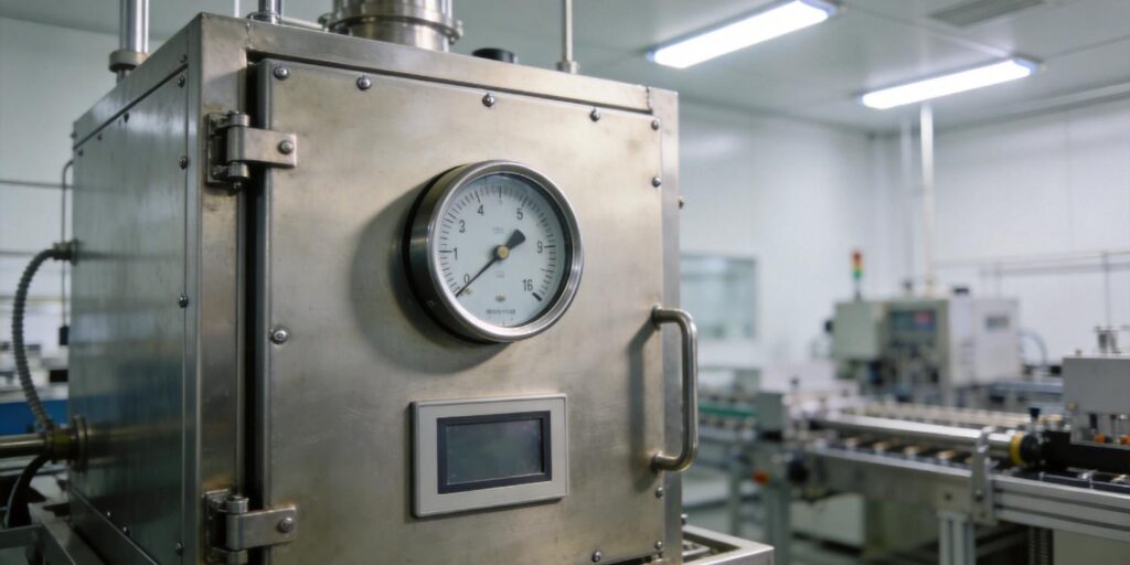 Vacuum gauge mounted on lithium battery vacuum drying chamber