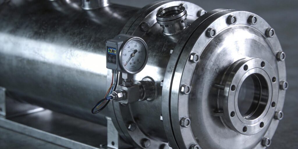 Vacuum gauge installed on industrial load lock chamber