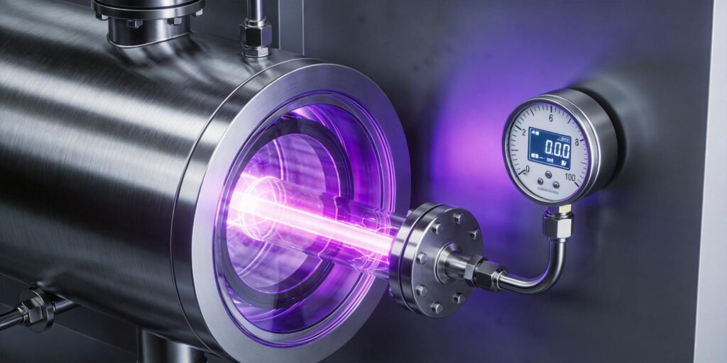 Vacuum gauge installed on magnetron sputtering chamber