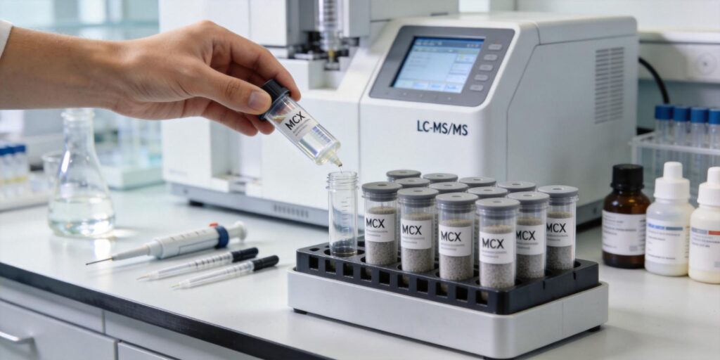 MCX SPE cartridge extraction of antidepressant drugs from plasma samples in analytical laboratory