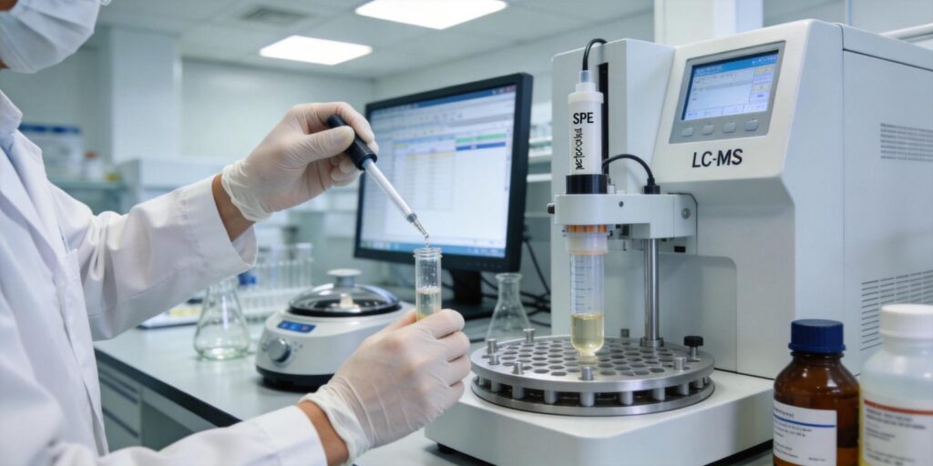 laboratory SPE preparation workflow for metabolomics analysis