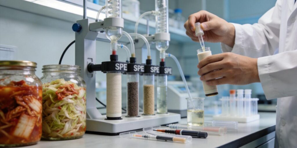 SPE cartridge extracting organic acids from fermented food sample
