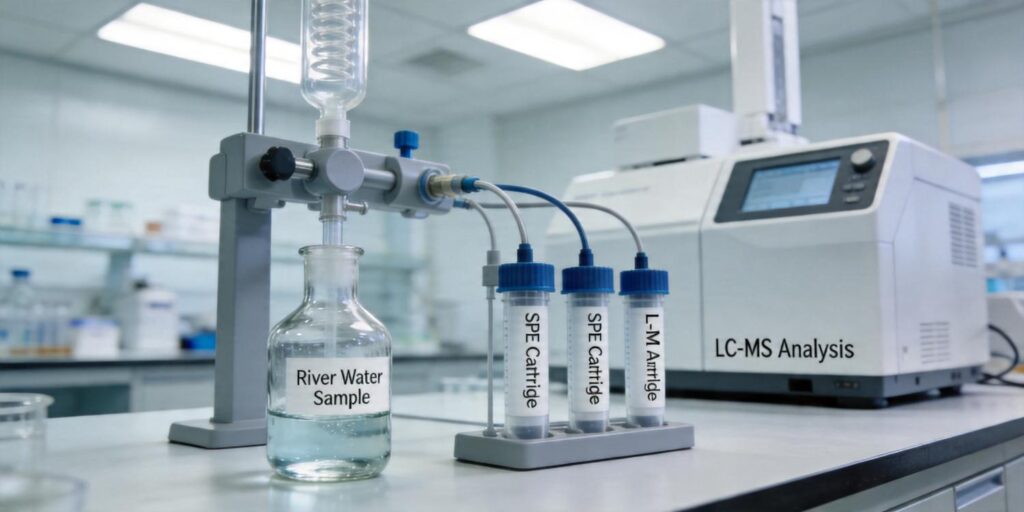 SPE extraction of cosmetic contaminants from surface water