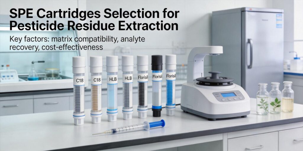 laboratory selecting SPE cartridges for pesticide residue analysis