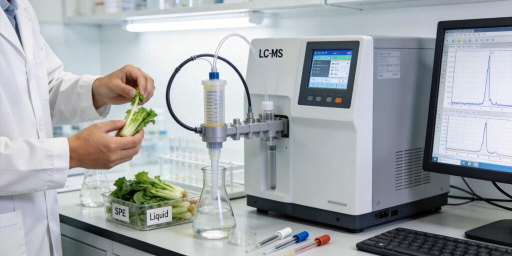 SPE cleanup of vegetable extracts before pesticide LC-MS analysis