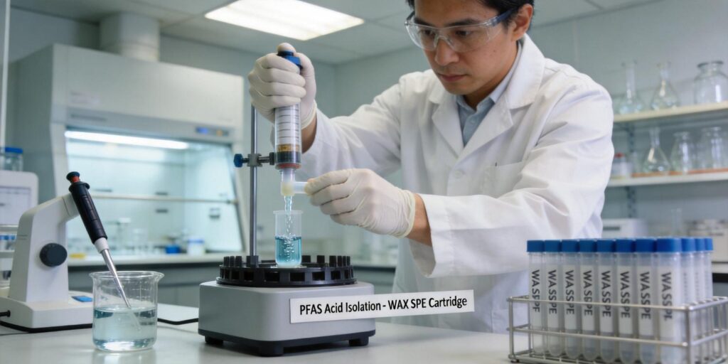 WAX SPE cartridge extraction of PFAS acids from water samples