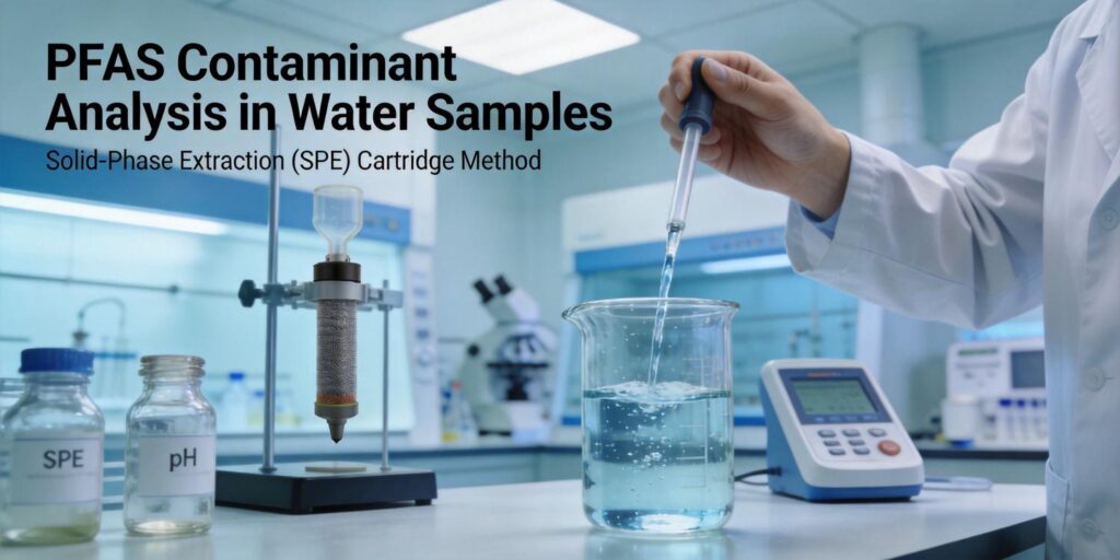 SPE cartridge extracting PFAS contaminants from environmental water samples
