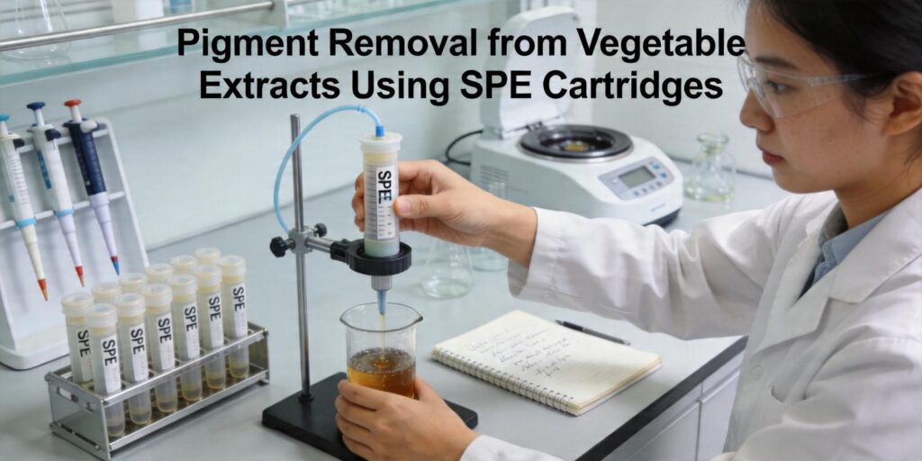 SPE removal of pigments from food extracts before analysis