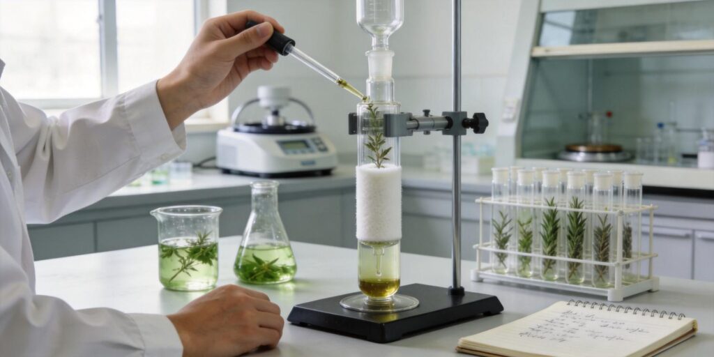 SPE cartridge removing chlorophyll pigments from plant extracts