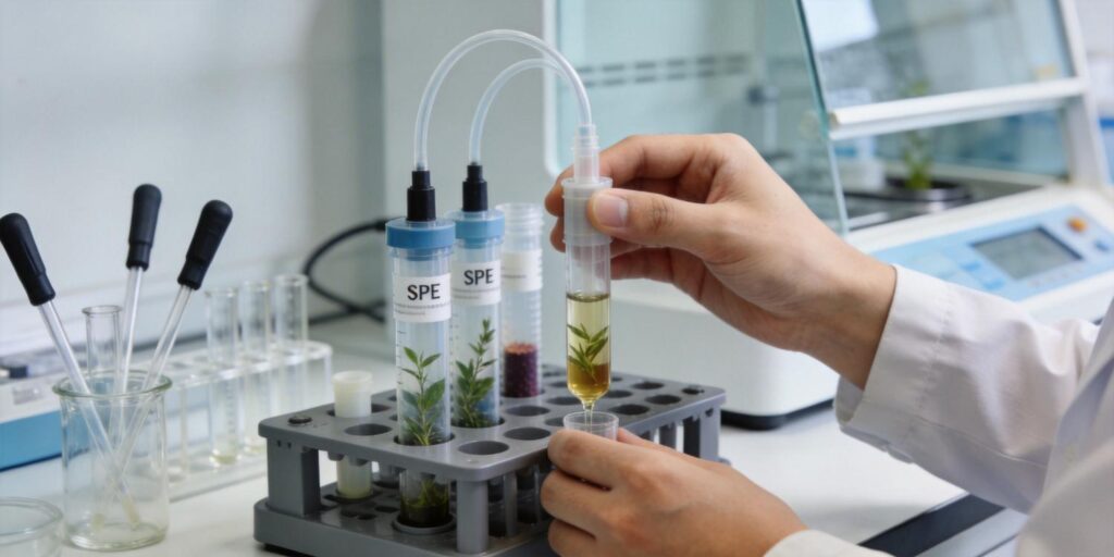 SPE cartridge removing pigments from plant extract samples