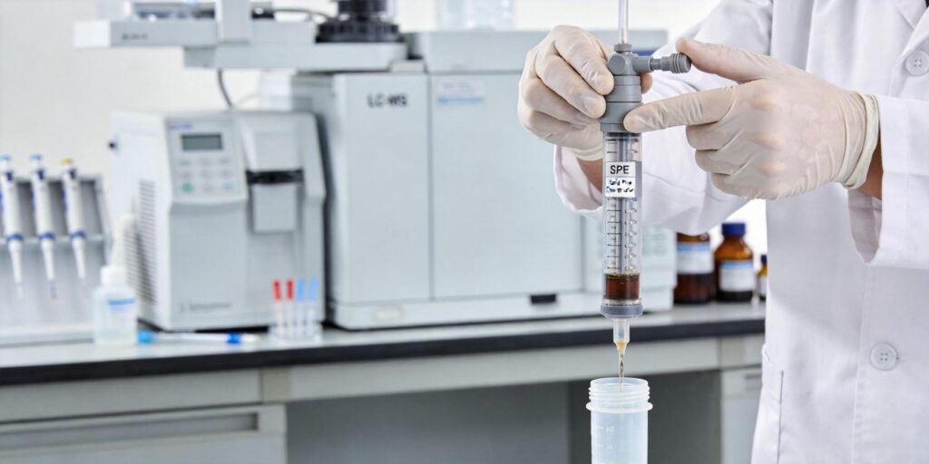 SPE cartridge desalting biological samples prior to LC-MS testing