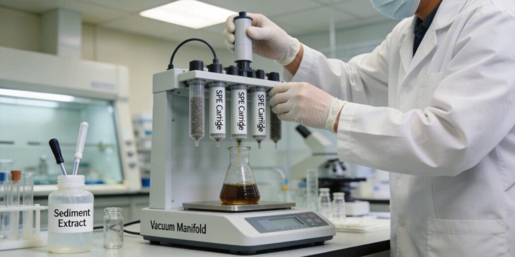 SPE cleanup and extraction of pollutants from sediment samples