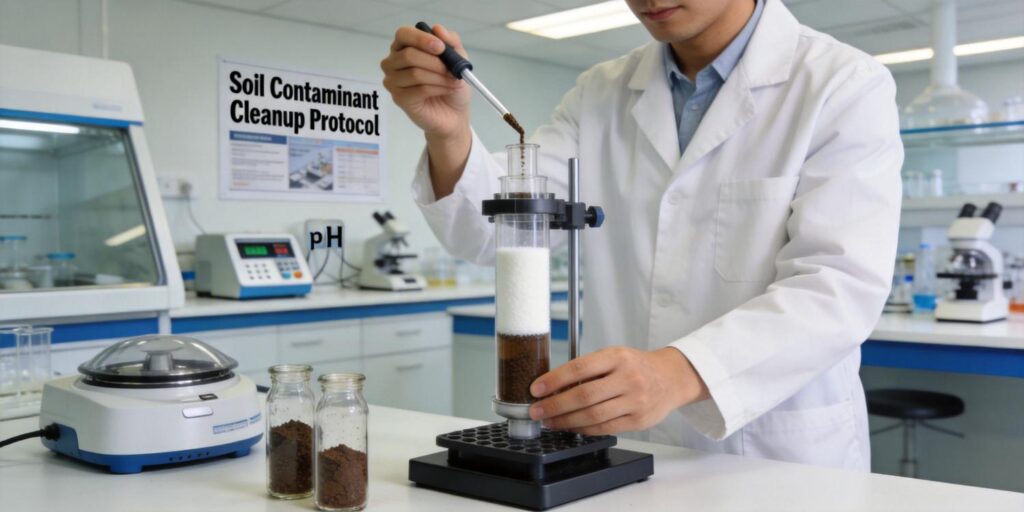 SPE cartridge cleaning soil extract samples