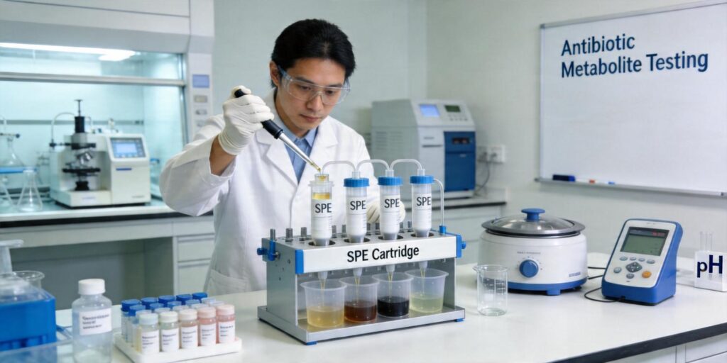 SPE extraction of antibiotic metabolites from wastewater samples