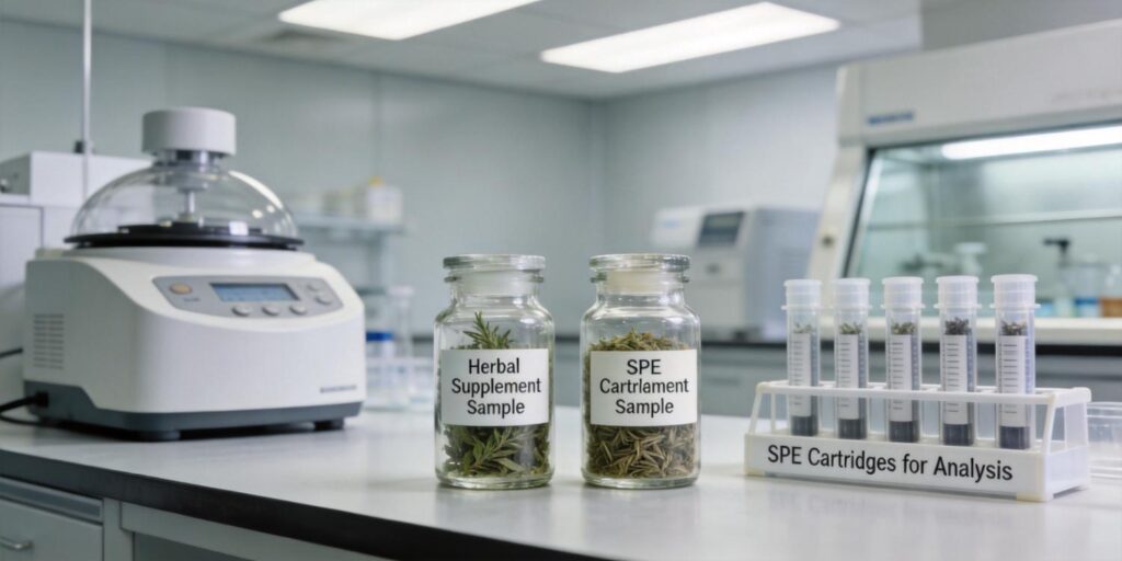 SPE purification of herbal supplement extracts for laboratory analysis