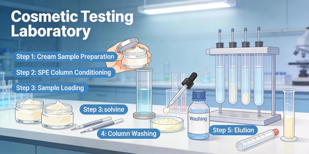 Laboratory SPE extraction used for cosmetic preservative analysis