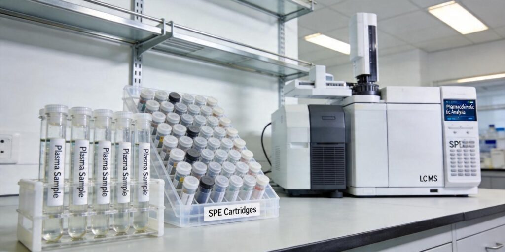 SPE purification of plasma samples used for drug metabolite analysis