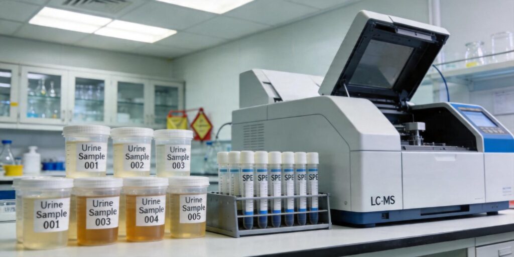 SPE purification workflow used for urine drug metabolite analysis