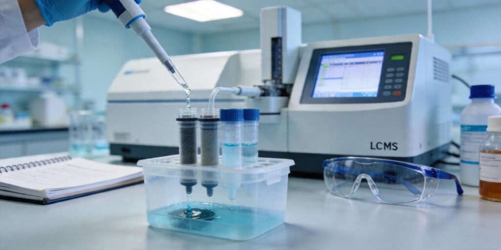 SPE enrichment workflow used for environmental metabolomics sample preparation