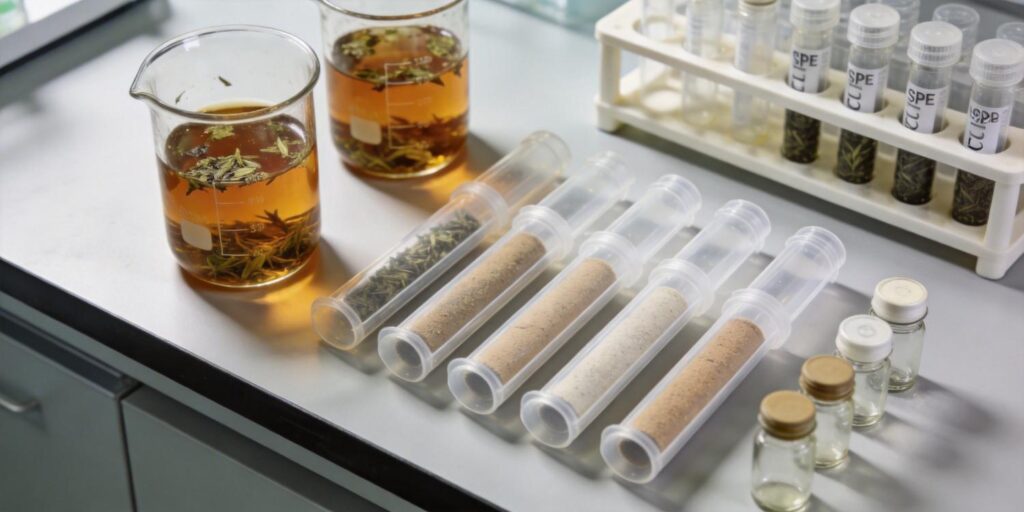 SPE purification of herbal tea extracts before LC-MS analysis