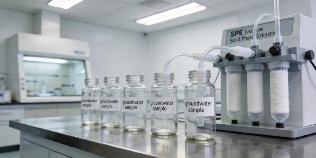 SPE extraction of solvent contaminants from groundwater samples