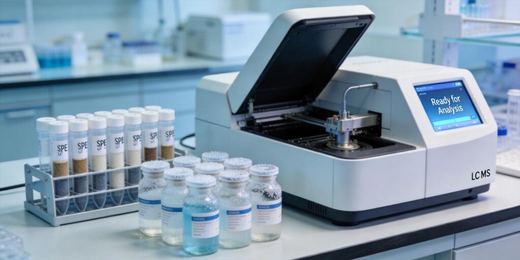SPE cleanup workflow used in LC-MS metabolomics analysis