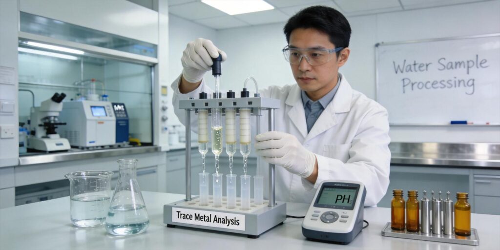 SPE extraction of metal chelate complexes from environmental water samples