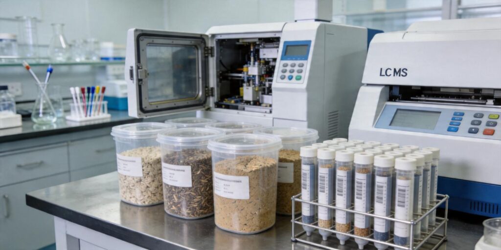 SPE purification workflow used for mycotoxin analysis in animal feed samples