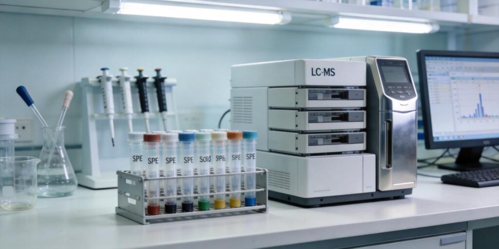 Environmental laboratory SPE extraction of PFAS from river water
