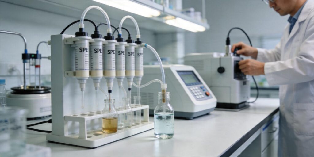 SPE extraction of pharmaceutical contaminants from treated drinking water samples