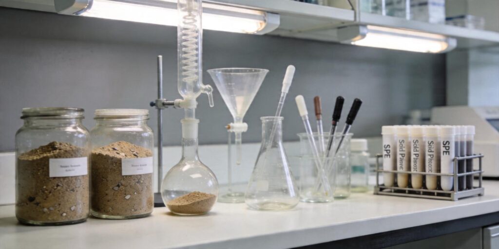 SPE cleanup workflow used for pharmaceutical analysis in sediment samples