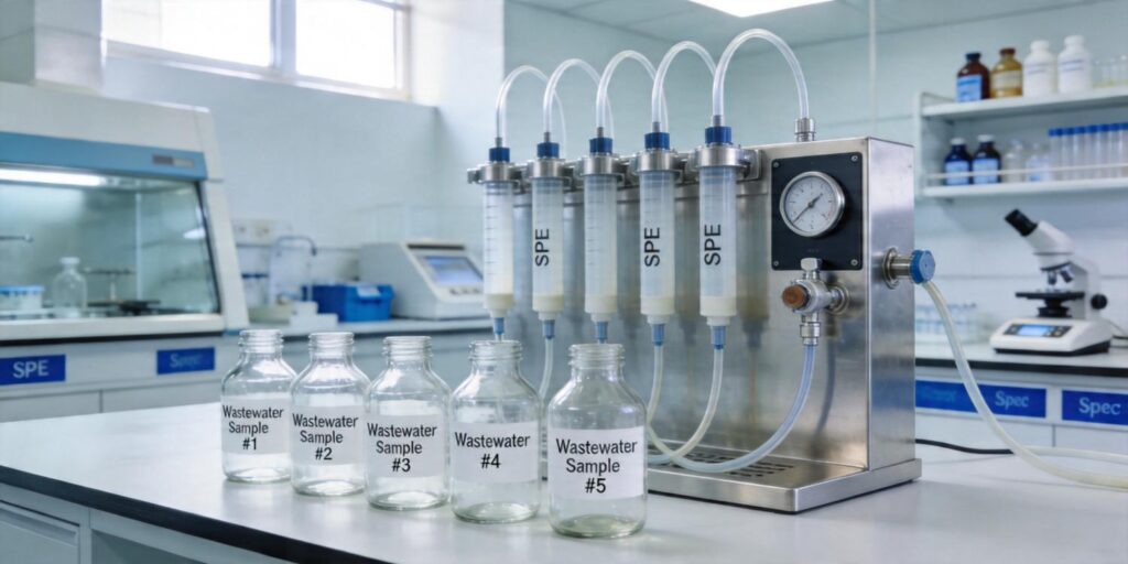 SPE extraction of pharmaceutical residues from treated wastewater samples