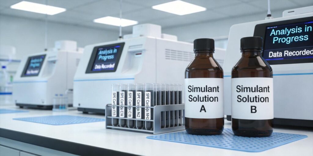 SPE extraction of plasticizers from food packaging migration test samples