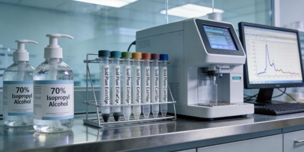 SPE cleanup procedure used for disinfectant chemical analysis in laboratory