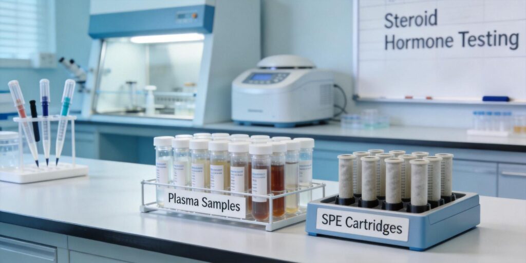 SPE extraction of steroid hormones from plasma or urine samples