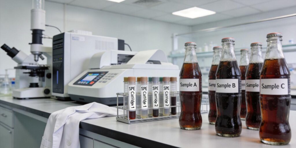 SPE purification workflow for sugar-rich beverage samples
