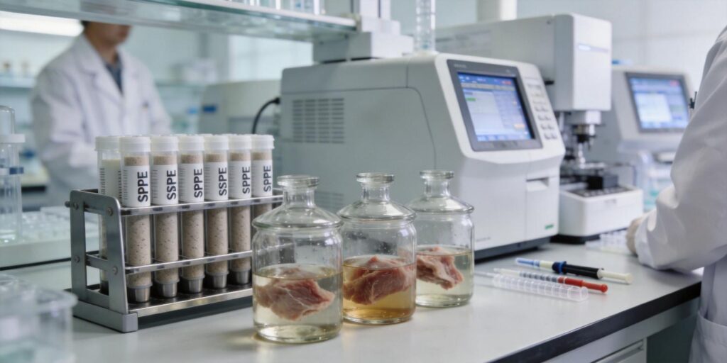 SPE cleanup process removing lipids from biological tissue extracts