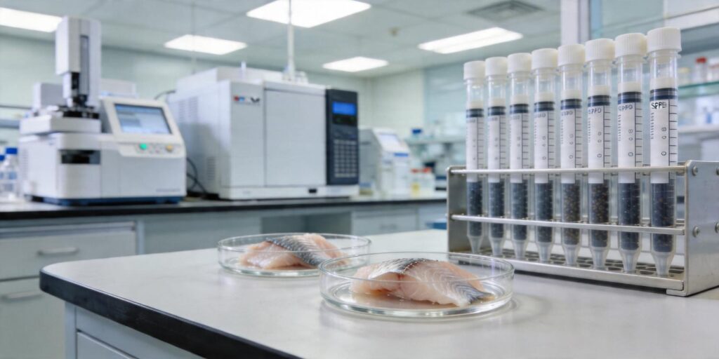 SPE extraction of veterinary drug residues from fish tissue samples