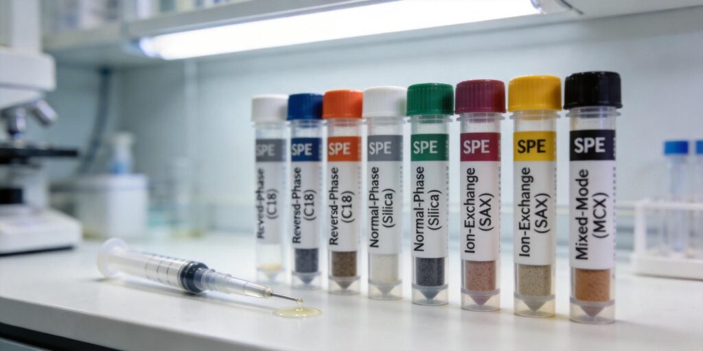different SPE cartridges used for extracting polar and nonpolar analytes