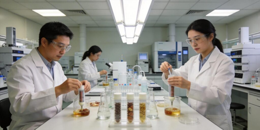 laboratory SPE cleanup workflow for fatty food samples prior to LC-MS testing