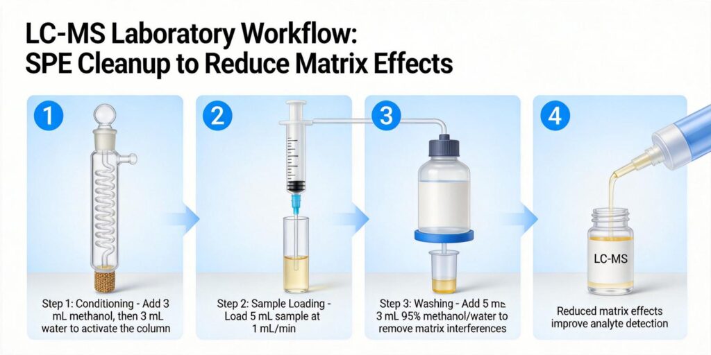 SPE sample preparation workflow before LC-MS analysis